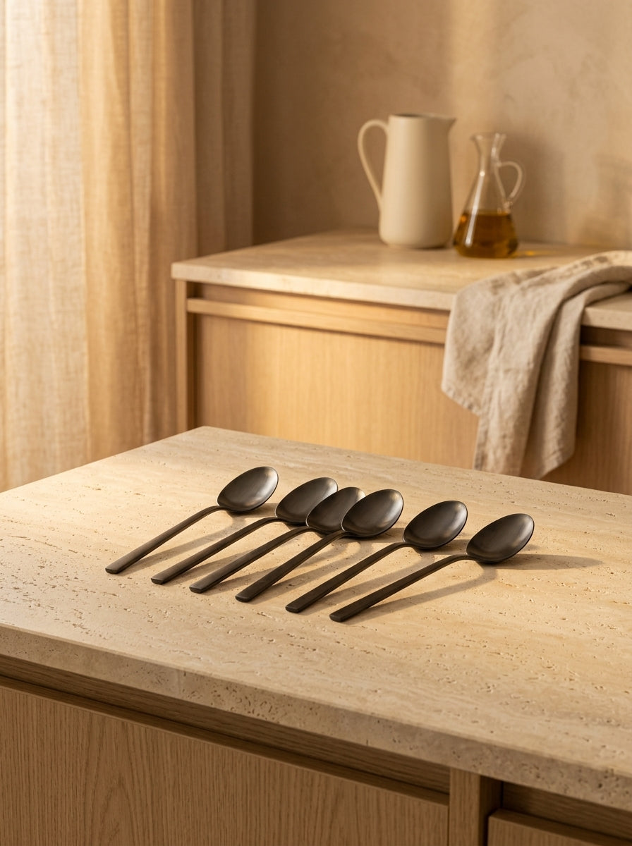 Terno - Set De 6 Cuillères De Table - Inox - Noir