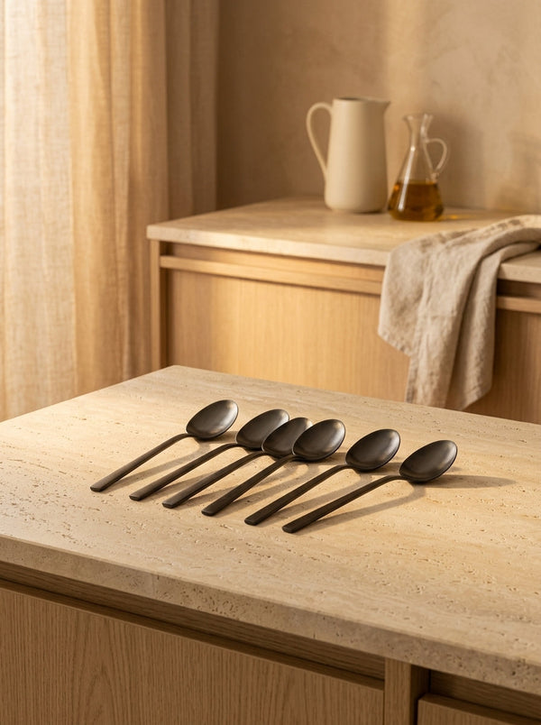 Terno - Set De 6 Cuillères De Table - Inox - Noir