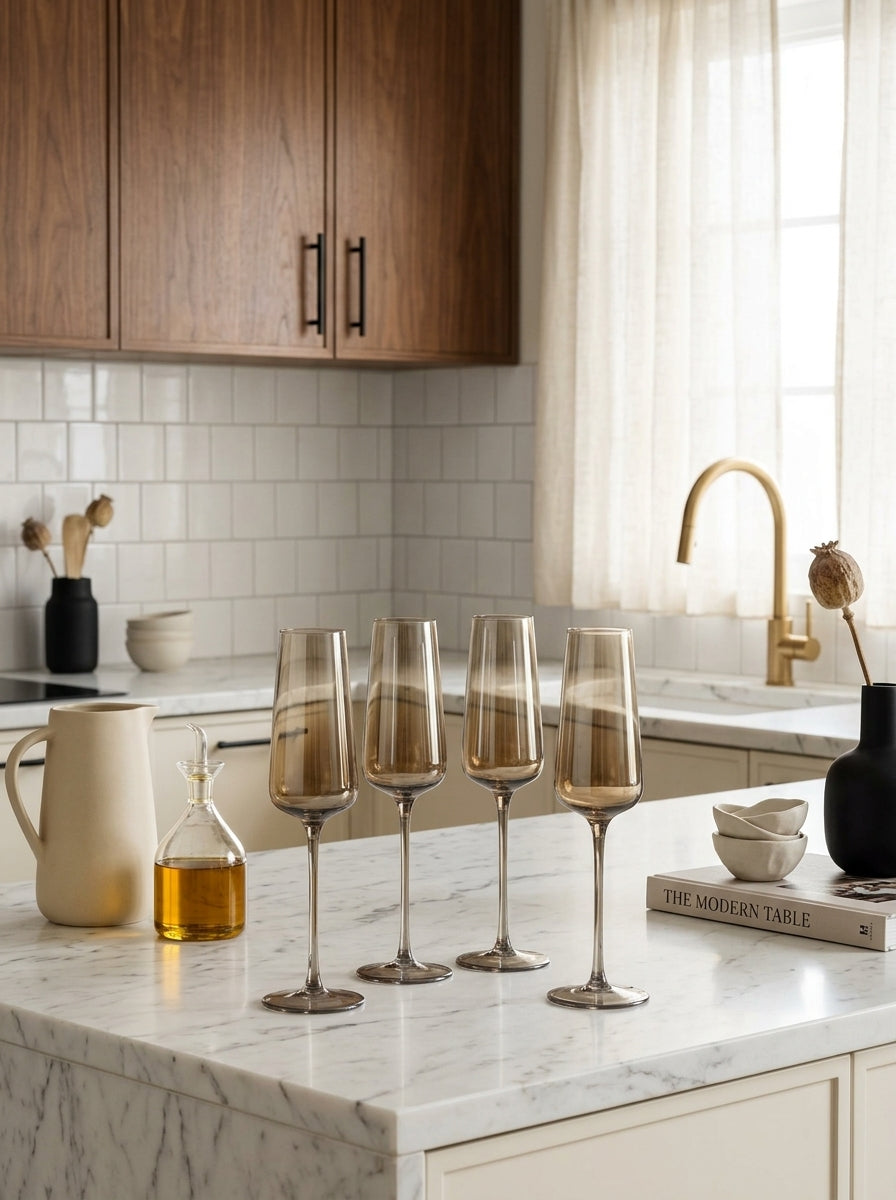 Ray - Set De 4 Verres À Champagne - Verre - Ambre/Transparent
