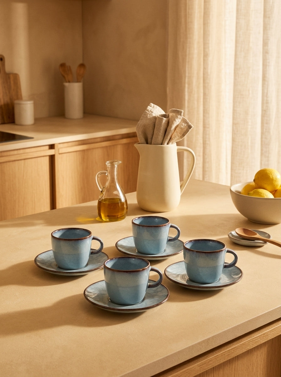 Marrakesh - Set De 4 Tasses À Moka - Grès - Bleu