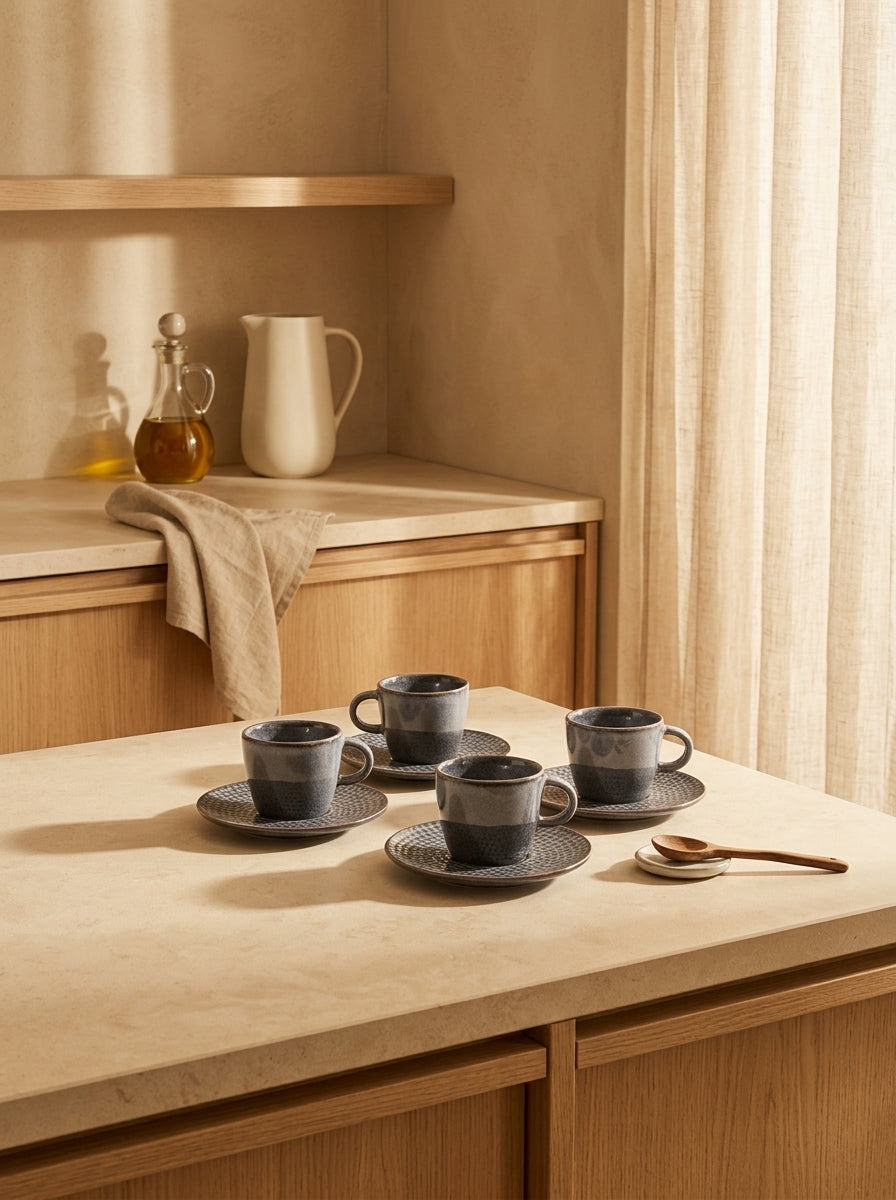 Stitch - Set De 4 Tasses À Moka - Grès - Gris