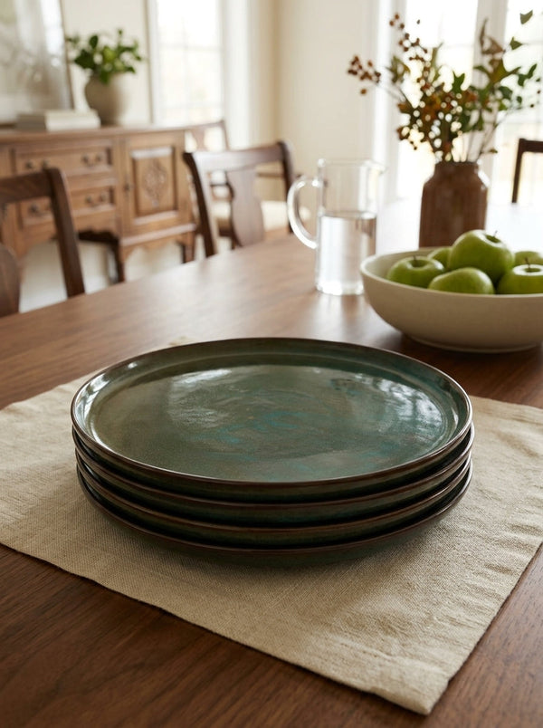 Studio Urban - Set De 4 Assiettes Plates - Porcelaine - Vert