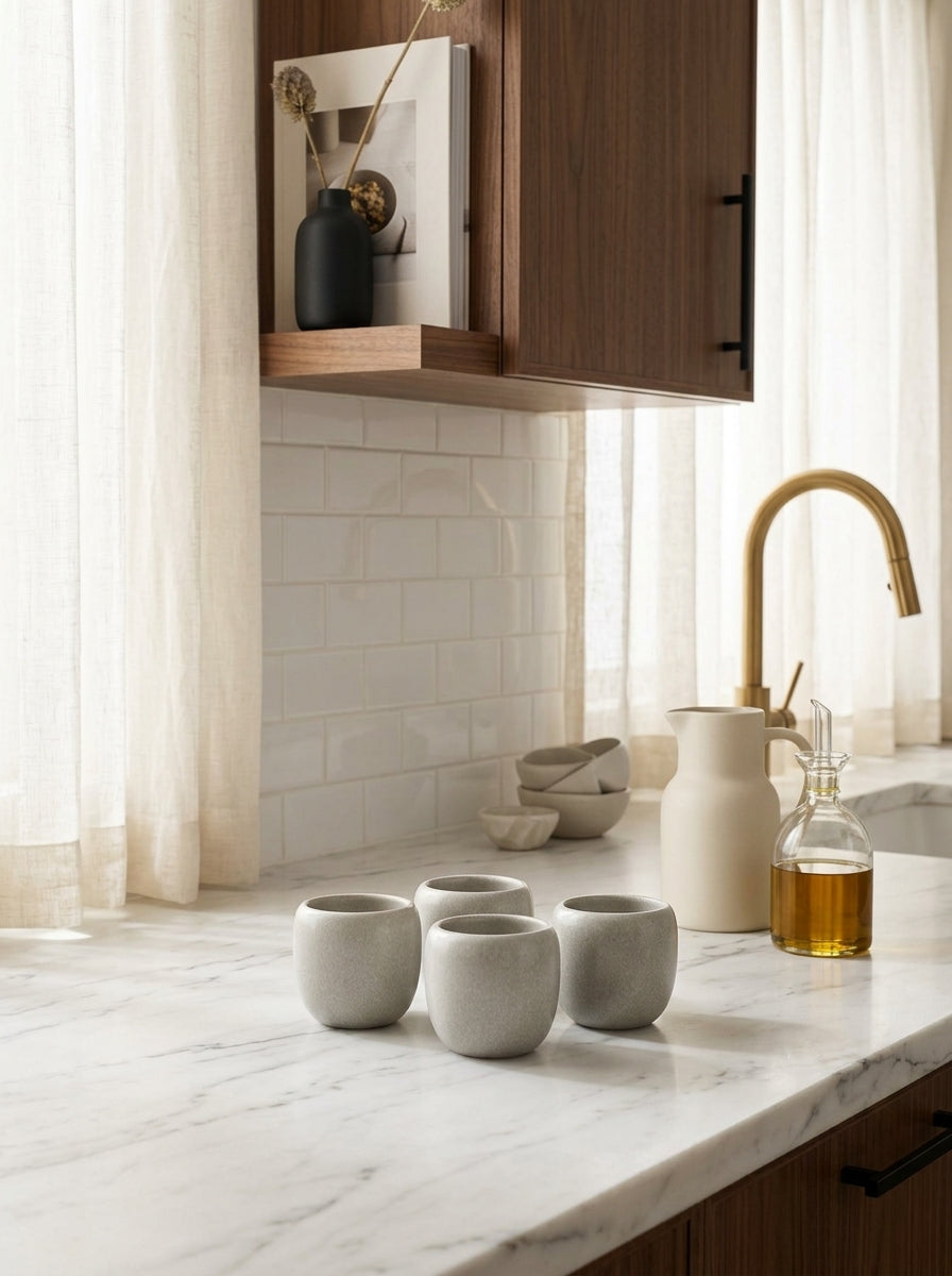 Mochi - Set De 4 Tasses À Moka - Grès - Beige