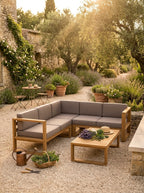 Kim - Salon De Jardin 5 Places - Taupe/Marron