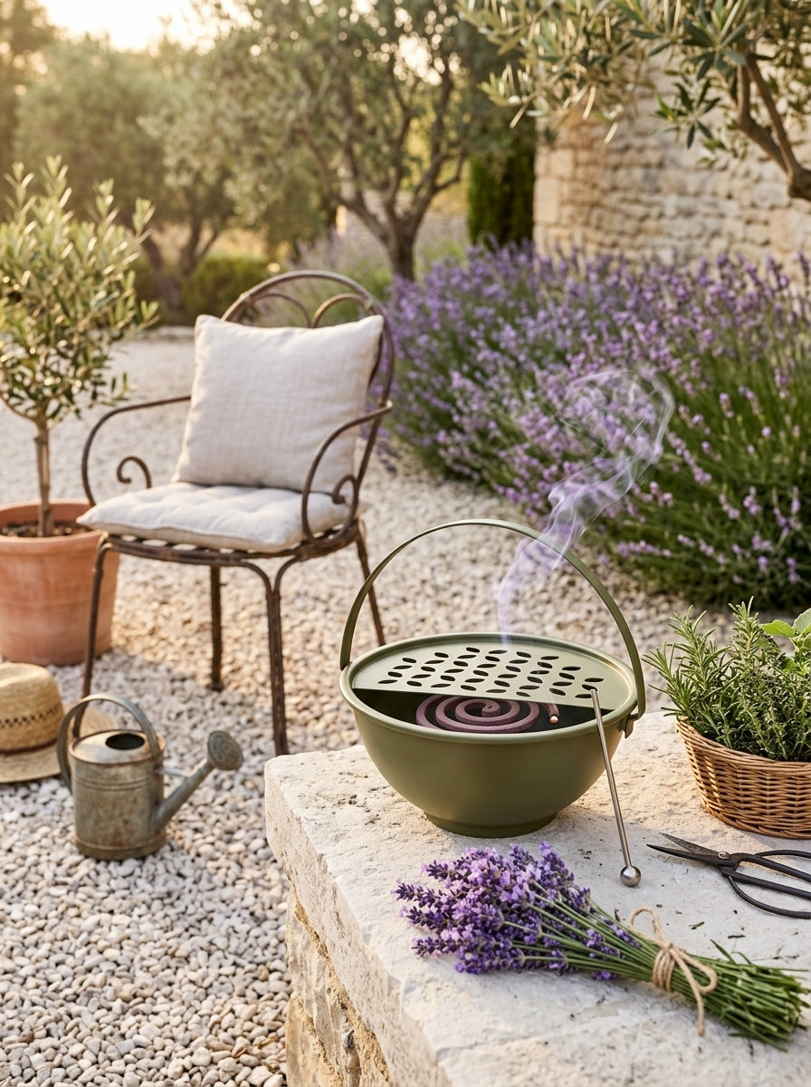 Austin - Support Spirale Antimoustiques Table Et Sol Avec Tige Magnétique - Vert Olive - Métal