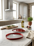 Balat - Set De 2 Assiettes - Argent Et Rouge - Verre Borosilicate