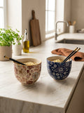 Pechino - Set 2 Bols Ramen, 2 Jeux De Baguettes - Céramique - 800ml
