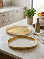 Balat - Set De 2 Assiettes - Perle Et Or - Verre Borosilicate