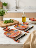 Pechino - Set De 2 Assiettes, 2 Bols Et 2 Jeux De Baguettes - Orange - Céramique