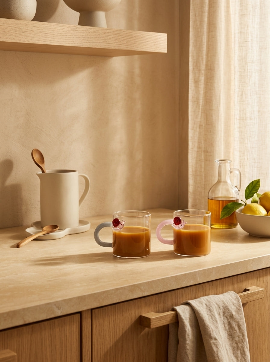 Monterey - Set De 2 Tasses À Café Escargot - Verre Borosilicate - 130ml
