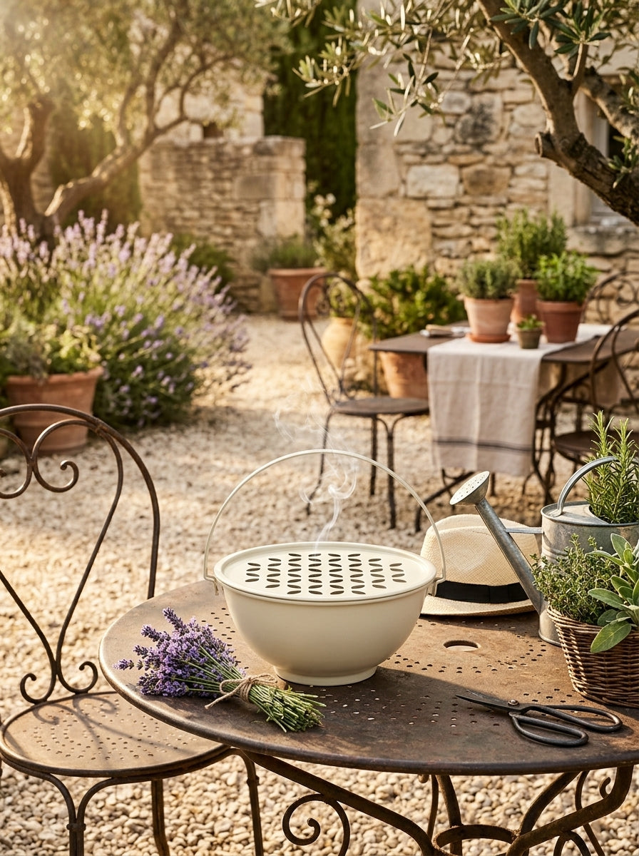 Austin - Support Spirale Anti-moustiques De Table Et De Sol Avec Tige Magnétique - Crème - Métal