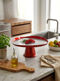 Balat - Plateau Surélevé - Rouge Et Argent - Verre Borosilicate