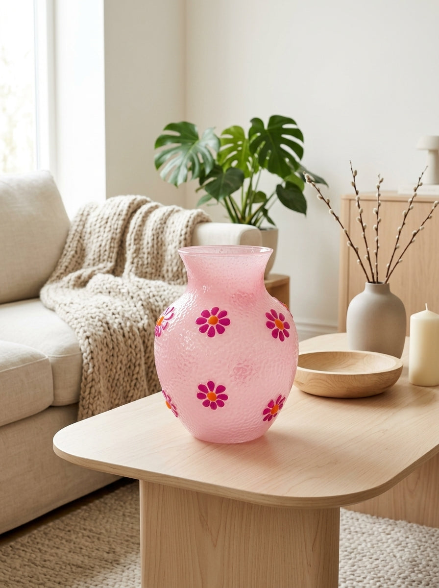 Monterey - Vase Avec Décorations Extérieures - Rose - Verre Borosilicate