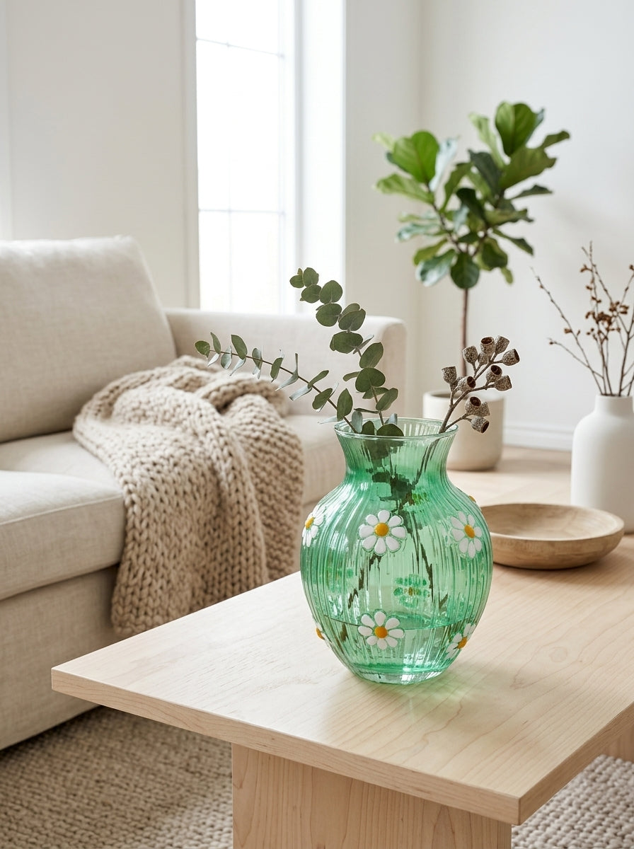 Monterey - Vase Avec Décorations Extérieures - Vert - Verre Borosilicate
