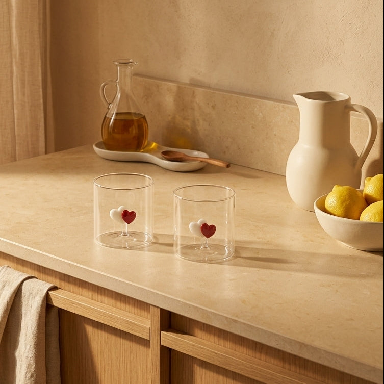 Monterey - Lot De 2 Gobelets Coeurs - Verre Borosilicate - 250ml