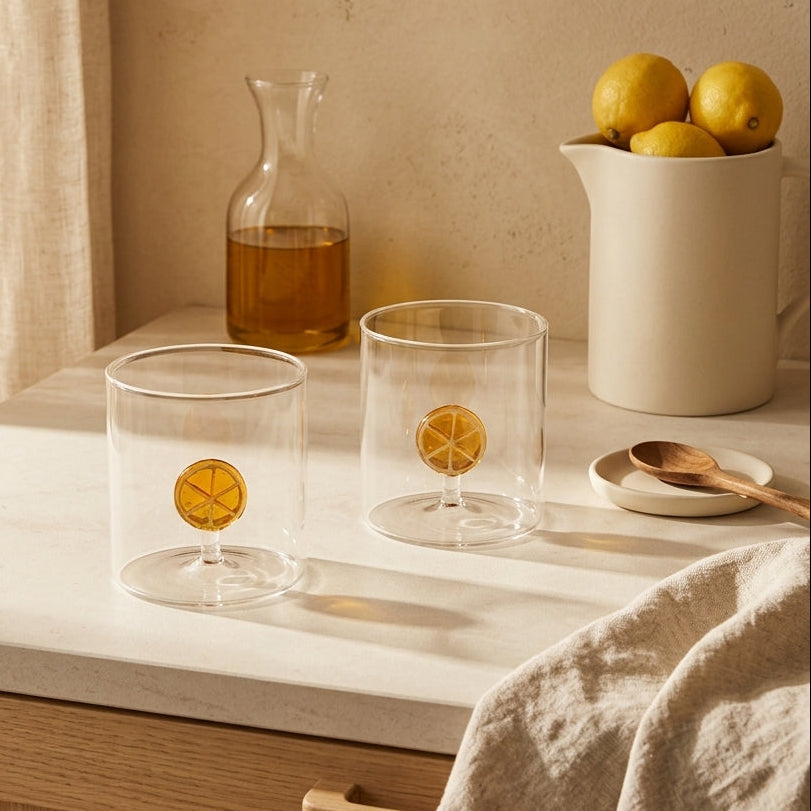Monterey - Lot De 2 Gobelets Oranges - Verre Borosilicate - 250ml