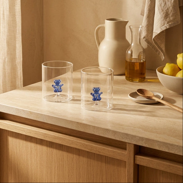 Monterey - Lot De 2 Gobelets Peluche Bleues - Verre Borosilicate - 250ml