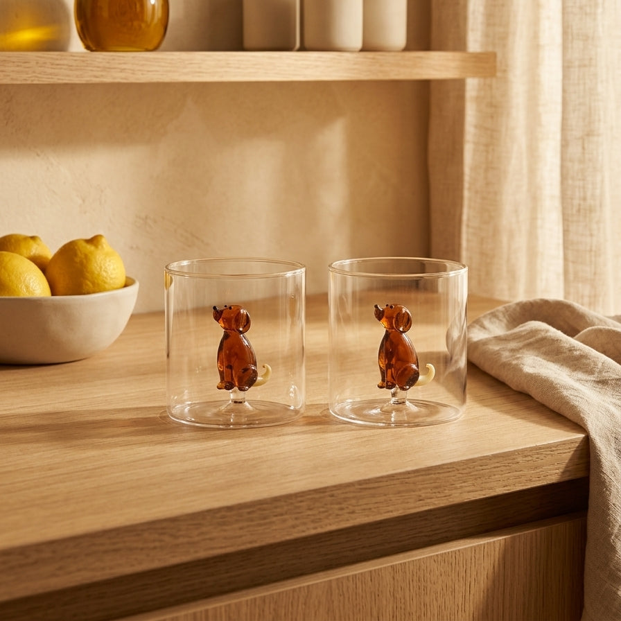 Monterey - Lot De 2 Gobelets Chiens - Verre Borosilicate - 250ml