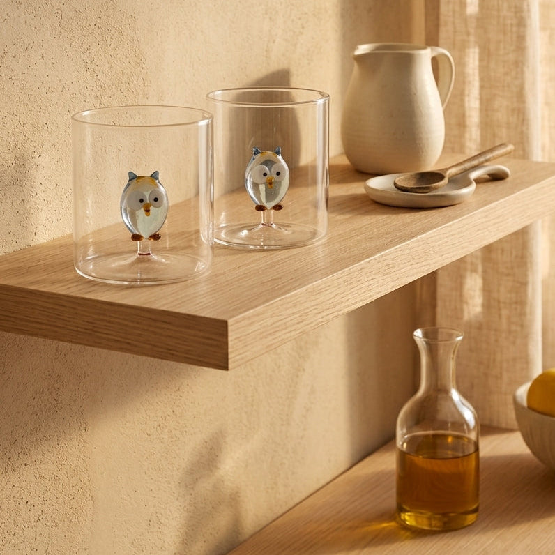 Monterey - Lot De 2 Gobelets Chouettes - Verre Borosilicate - 250ml