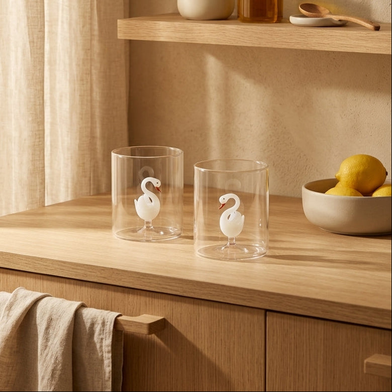 Monterey - Lot De 2 Gobelets Cygnes - Verre Borosilicate - 250ml
