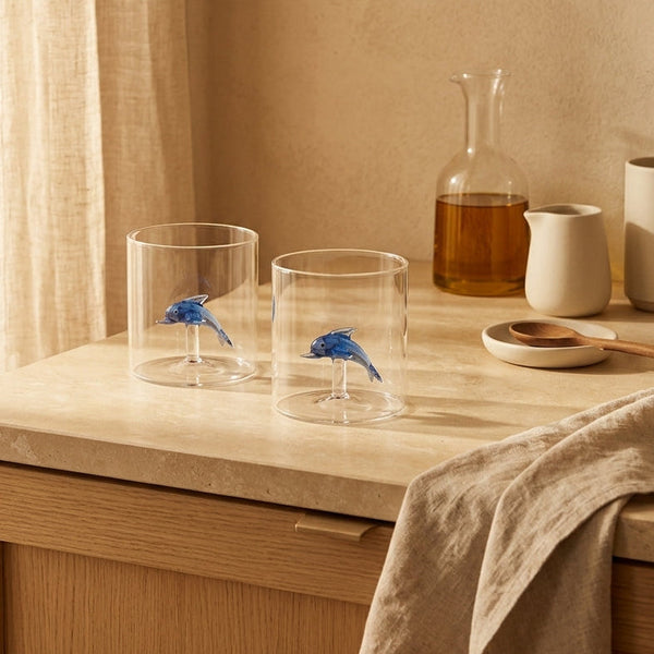 Monterey - Lot De 2 Gobelets Dauphins - Verre Borosilicate - 250ml