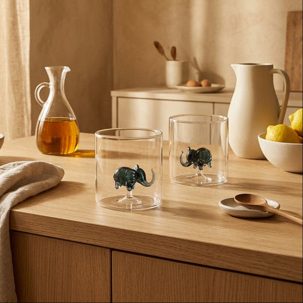 Monterey - Lot De 2 Gobelets Elephants - Verre Borosilicate - 250ml