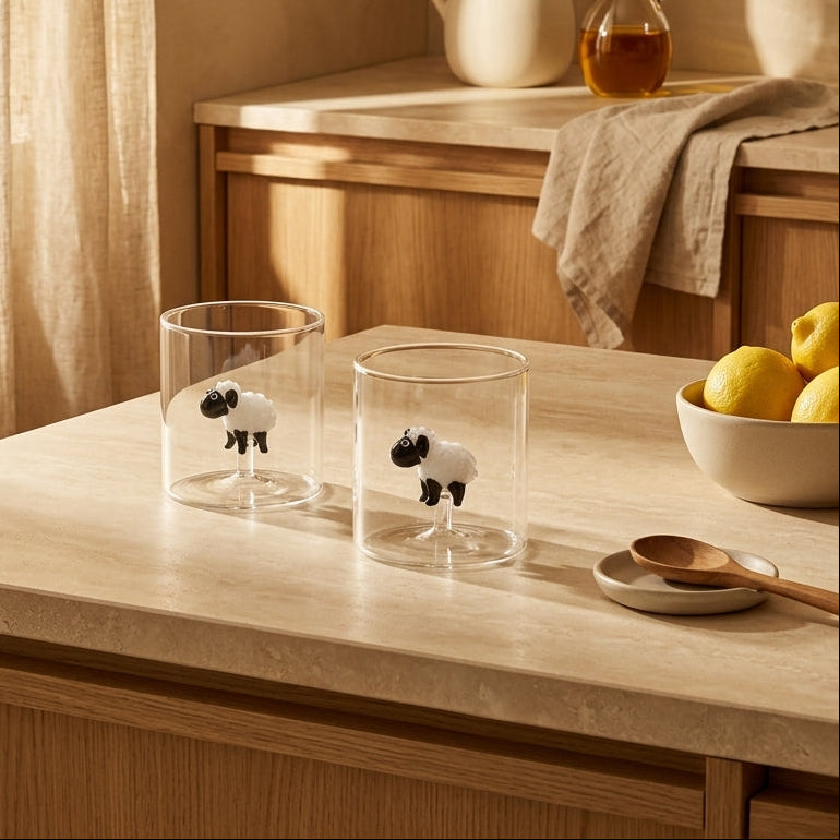 Monterey - Lot De 2 Gobelets Moutons - Verre Borosilicate - 250ml