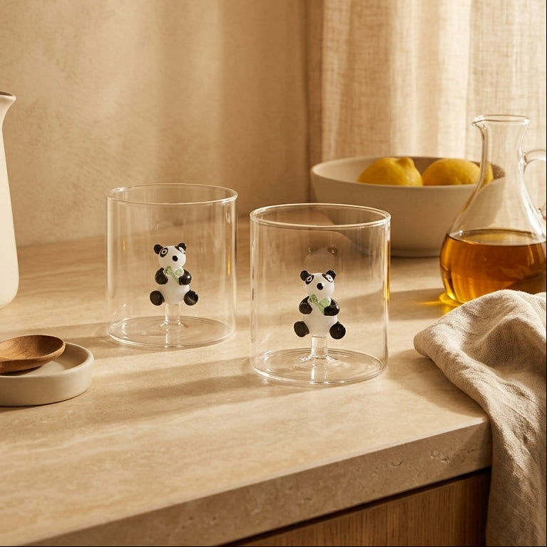 Monterey - Lot De 2 Gobelets Pandas - Verre Borosilicate - 250ml