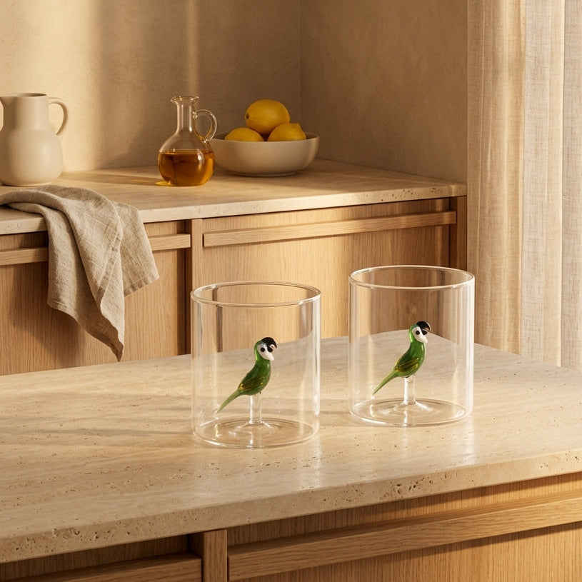 Monterey - Lot De 2 Gobelets Perroquets - Verre Borosilicate - 250ml