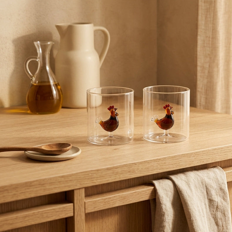 Monterey - Lot De 2 Gobelets Poules - Verre Borosilicate - 250ml