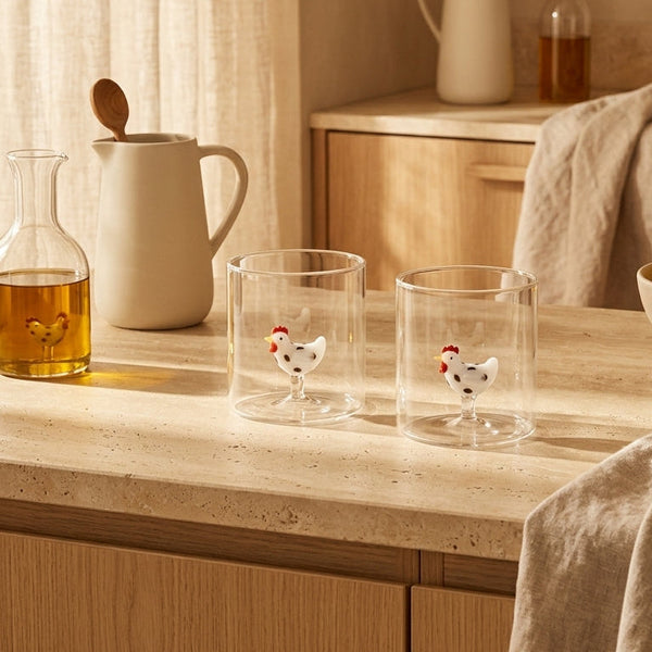 Monterey - Lot De 2 Gobelets Poule Blanches - Verre Borosilicate - 250ml