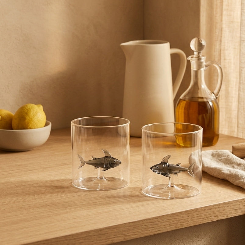Monterey - Lot De 2 Gobelets Requins - Verre Borosilicate - 250ml