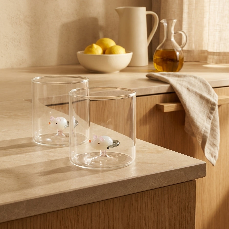 Monterey - Lot De 2 Gobelets Souris - Verre Borosilicate - 250ml