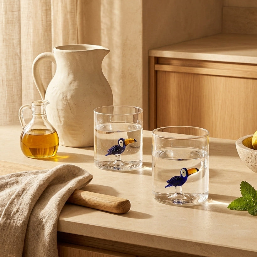Monterey - Lot De 2 Gobelets Toucans - Verre Borosilicate - 250ml