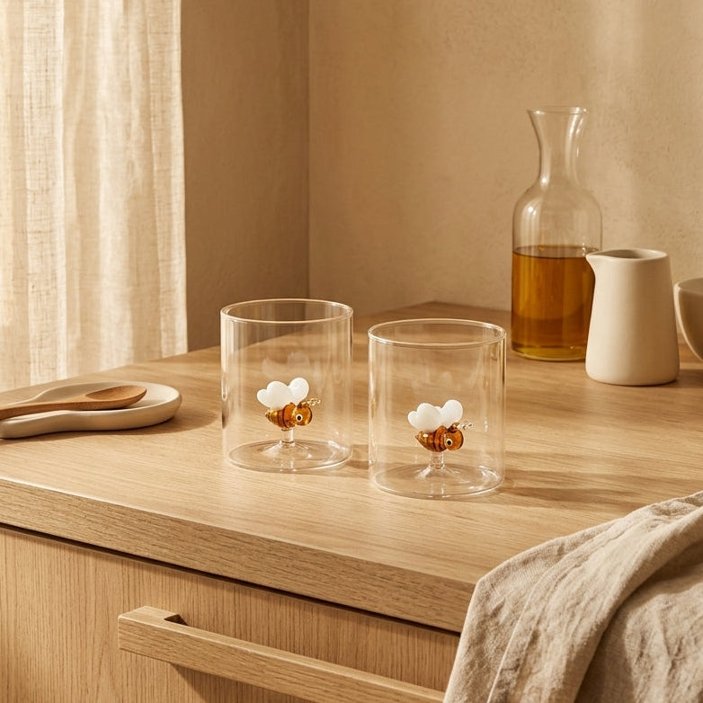 Monterey - Lot De 2 Gobelets Abeilles - Verre Borosilicate - 250ml
