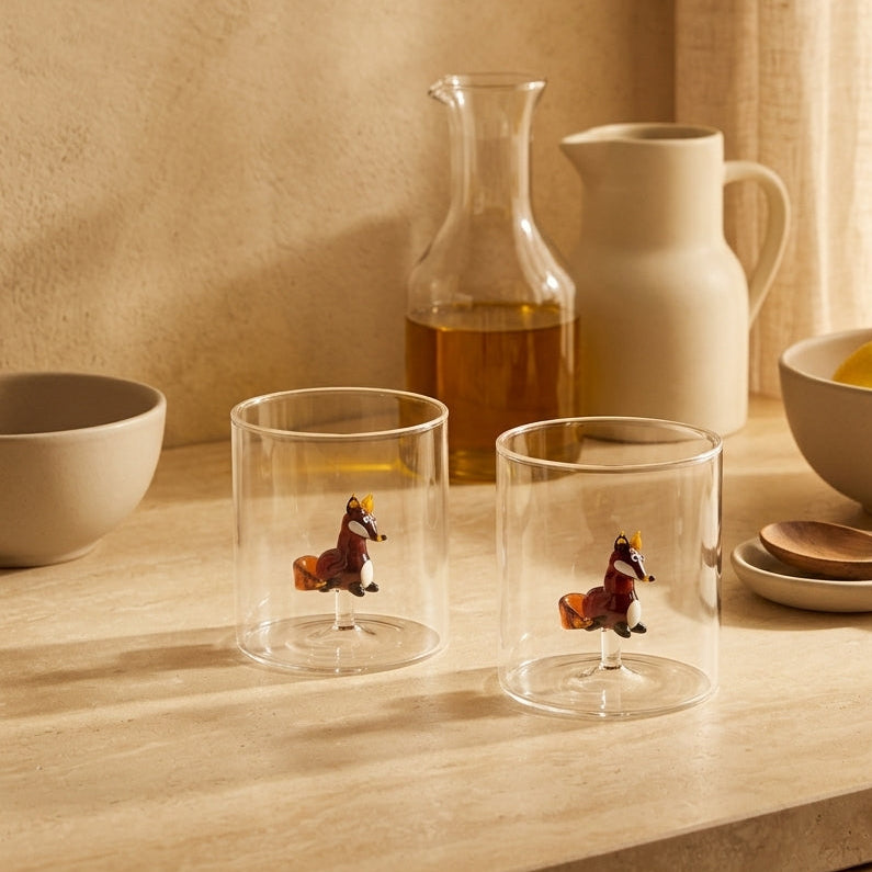 Monterey - Lot De 2 Gobelets Renards - Verre Borosilicate - 250ml