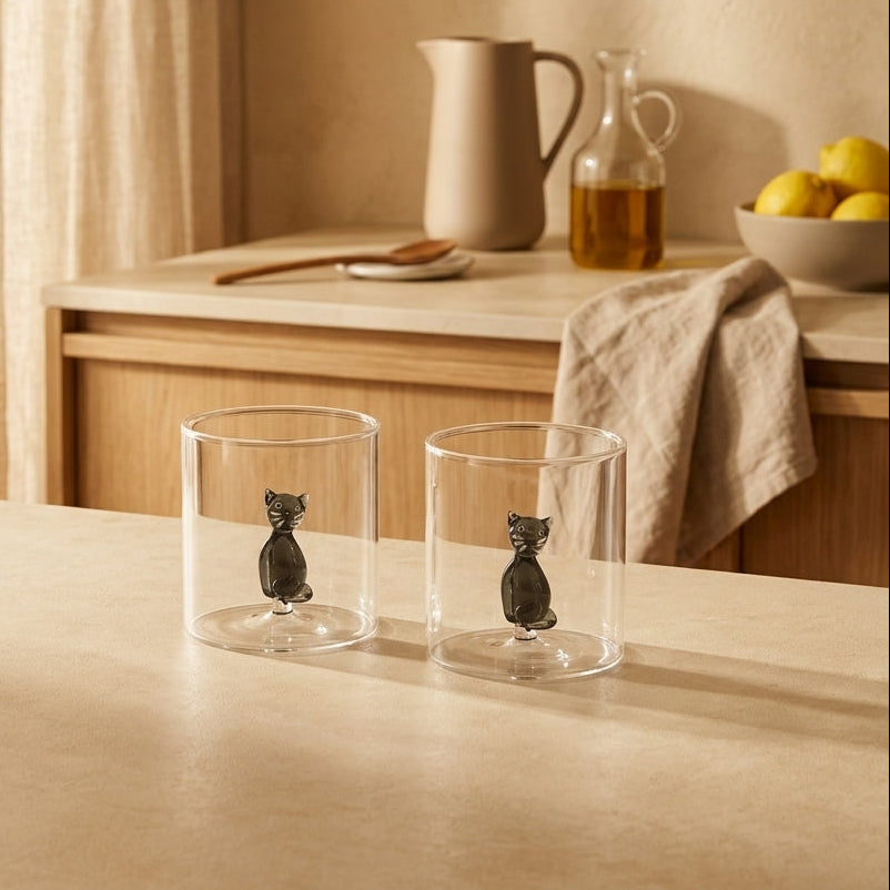Monterey - Lot De 2 Gobelets Chats - Verre Borosilicate - 250ml