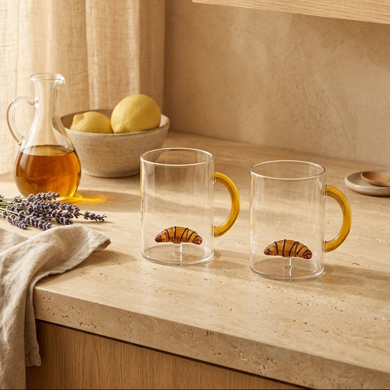 Monterey - Lot De 2 Mugs Croissants - Verre Borosilicate - 420ml