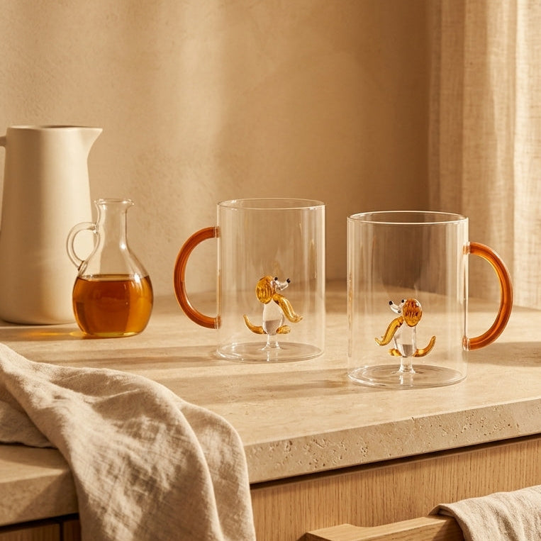 Monterey - Lot De 2 Mugs Chiens - Verre Borosilicate - 420ml