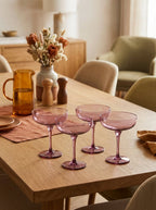 Eyden - Lot De 4 Coupes À Champagne 17 Cl - Verre Soufflé Bouche - Rose