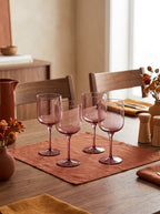 Eyden - Lot De 4 Verres À Pied 35 Cl - Verre Soufflé Bouche - Rose