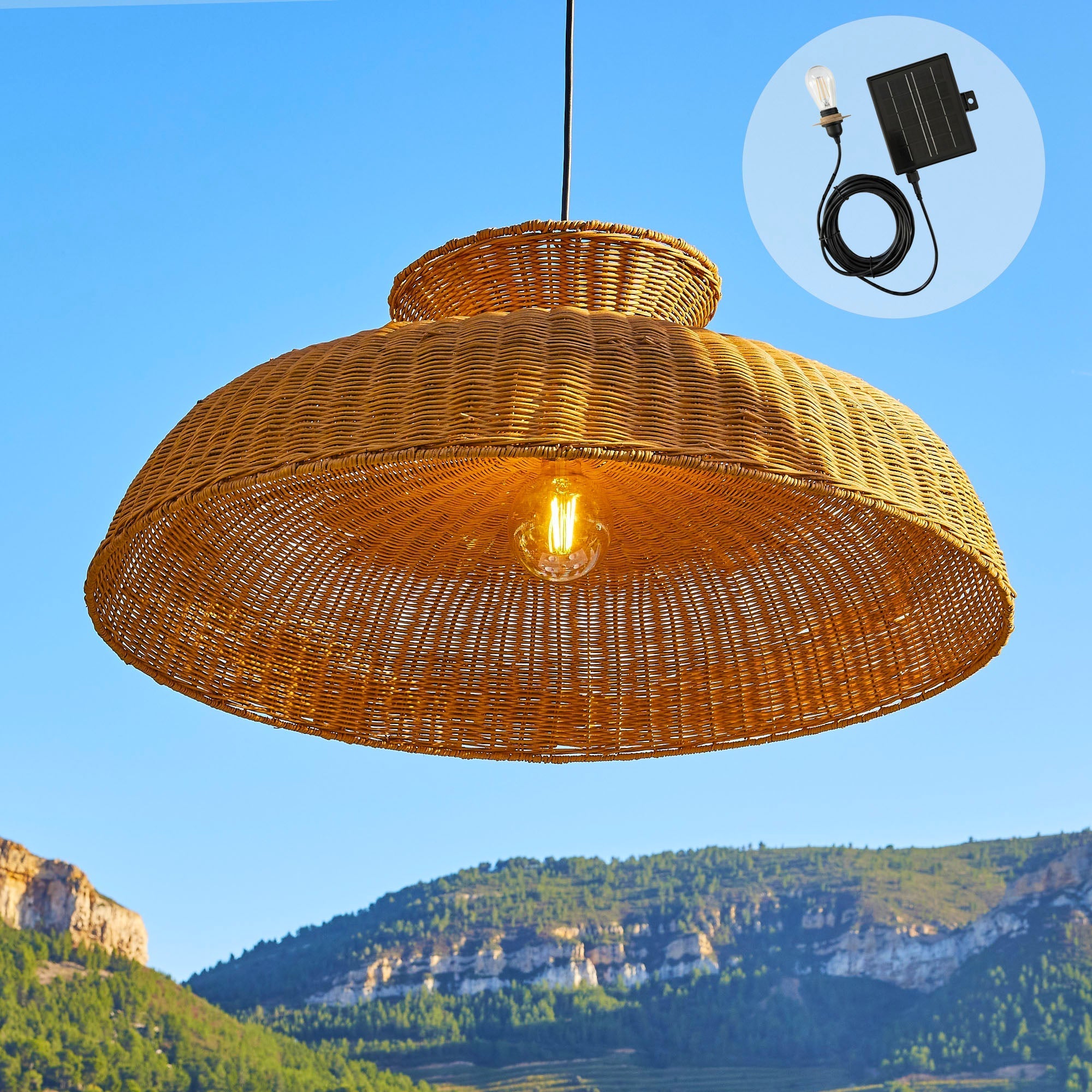 Darma - Suspension Solaire - Rotin - Beige