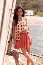 SVEN Terracotta - Gilet Crochet