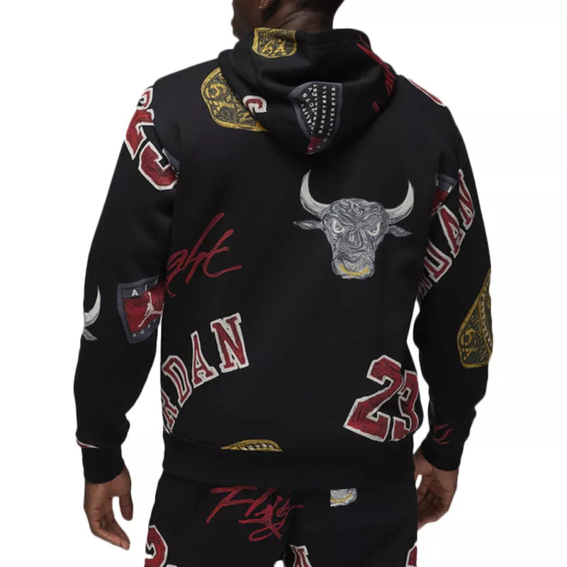 Sweat À Capuche Jordan Essential Fleece - Noir Et Rouge - Sweat Homme Textile