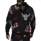 Sweat À Capuche Jordan Essential Fleece - Noir Et Rouge - Sweat Homme Textile