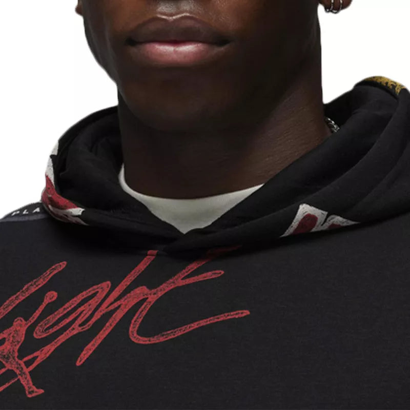 Sweat À Capuche Jordan Essential Fleece - Noir Et Rouge - Sweat Homme Textile