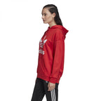 Sweat Ã Capuche Adidas Originals Adicolor Trefoil - Rouge - Femme VETEMENT Adidas
