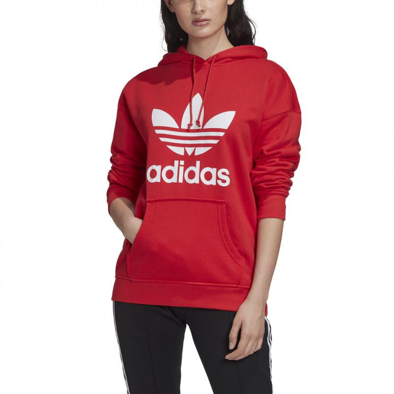 Sweat Ã Capuche Adidas Originals Adicolor Trefoil - Rouge - Femme VETEMENT Adidas