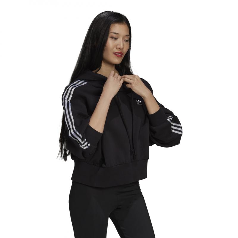 Sweat Adidas Originals Adicolor Classics Satin Tape Cropped - Noir - Femme - Adidas - The Bradery
