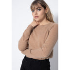 Sweat Col Rond Wilma Camel, 100% Cachemire, 2 Fils, Jersey - Femme - Perfect Cashmere - The Bradery